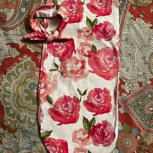 Floral Pink and White Baby Swaddle Fawn & sage newborn